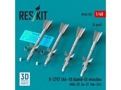 R-27ET (AA-10 Alamo-D) missiles (4 pcs) (MiG-29, Su-27, Yak-141) (3D Printed) 