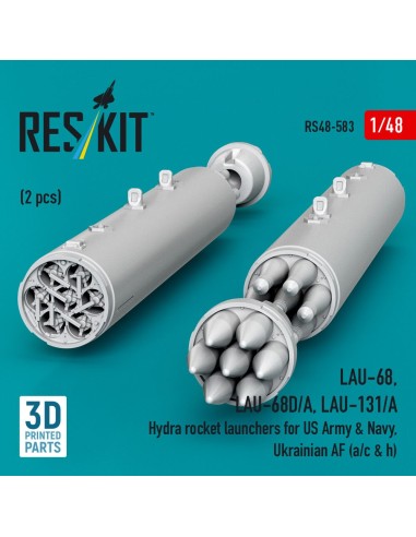 LAU-68, LAU-68D/A, LAU-131/A Hydra rocket launchers for US Army & Navy, Ukrainian AF (a/c & h) (2pcs) (3D Printed) 