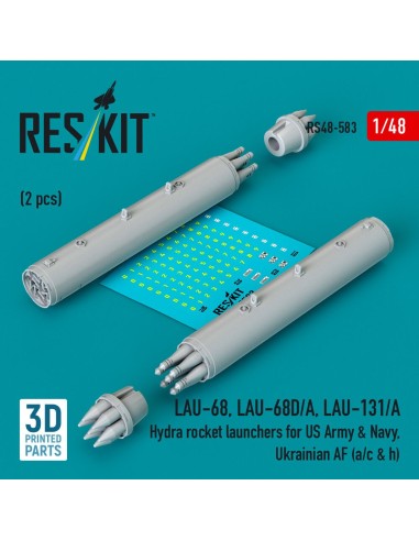 LAU-68, LAU-68D/A, LAU-131/A Hydra rocket launchers for US Army & Navy, Ukrainian AF (a/c & h) (2pcs) (3D Printed) 