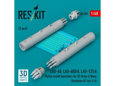 LAU-68, LAU-68D/A, LAU-131/A Hydra rocket launchers for US Army & Navy, Ukrainian AF (a/c & h) (2pcs) (3D Printed) 