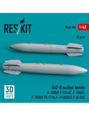 B43-0 nuclear bombs (2 pcs) (F-100D/F, F-101A/C, F-104A/C, F-105D/F, FB-111A, F-111A/D/E/F, F-4C/D/E) (3D Printed) 