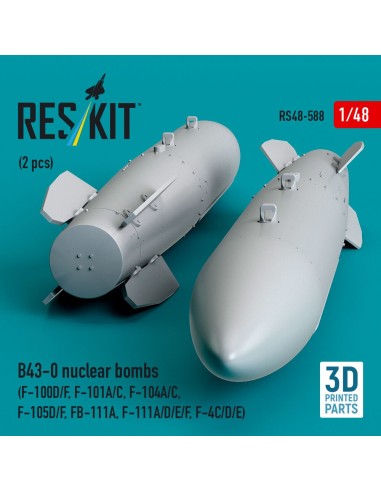 B43-0 nuclear bombs (2 pcs) (F-100D/F, F-101A/C, F-104A/C, F-105D/F, FB-111A, F-111A/D/E/F, F-4C/D/E) (3D Printed) 