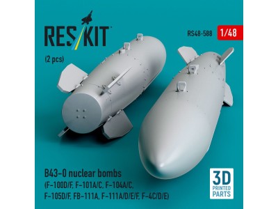 B43-0 nuclear bombs (2 pcs) (F-100D/F, F-101A/C, F-104A/C, F-105D/F, FB-111A, F-111A/D/E/F, F-4C/D/E) (3D Printed) 