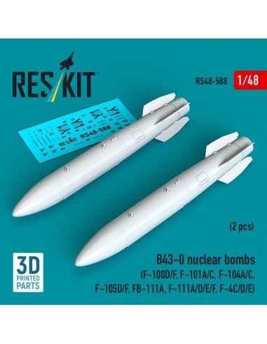 B43-0 nuclear bombs (2 pcs) (F-100D/F, F-101A/C, F-104A/C, F-105D/F, FB-111A, F-111A/D/E/F, F-4C/D/E) (3D Printed) 