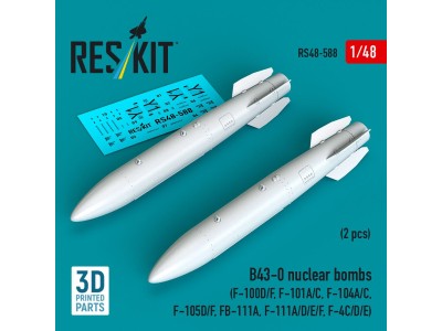 B43-0 nuclear bombs (2 pcs) (F-100D/F, F-101A/C, F-104A/C, F-105D/F, FB-111A, F-111A/D/E/F, F-4C/D/E) (3D Printed) 