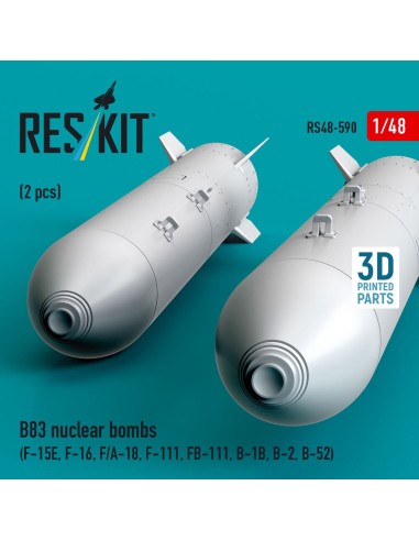 B83 nuclear bombs (2 pcs) (F-15E, F-16, F/A-18, F-111, FB-111, B-1B, B-2, B-52) (3D Printed) 
