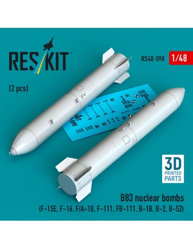 B83 nuclear bombs (2 pcs) (F-15E, F-16, F/A-18, F-111, FB-111, B-1B, B-2, B-52) (3D Printed) 