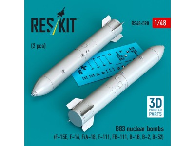 B83 nuclear bombs (2 pcs) (F-15E, F-16, F/A-18, F-111, FB-111, B-1B, B-2, B-52) (3D Printed) 