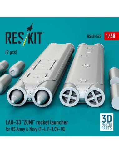 LAU-33 ZUNI rocket launcher for US Army & Navy (2 pcs) (F-4, F-8, OV-10) (3D Printed) 