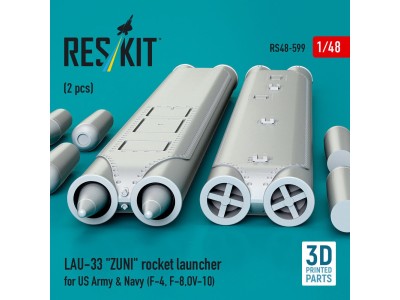 LAU-33 ZUNI rocket launcher for US Army & Navy (2 pcs) (F-4, F-8, OV-10) (3D Printed) 