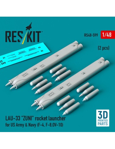LAU-33 ZUNI rocket launcher for US Army & Navy (2 pcs) (F-4, F-8, OV-10) (3D Printed) 