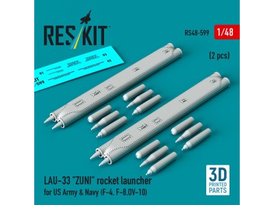 LAU-33 ZUNI rocket launcher for US Army & Navy (2 pcs) (F-4, F-8, OV-10) (3D Printed) 