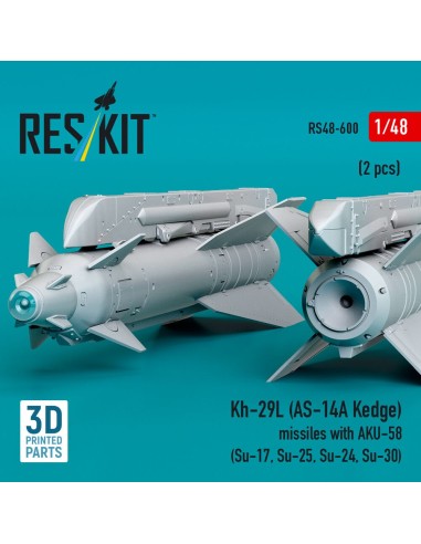 Kh-29L (AS-14A Kedge) missiles with AKU-58 (2 pcs) (Su-17, Su-25, Su-24, Su-30) (3D Printed) 