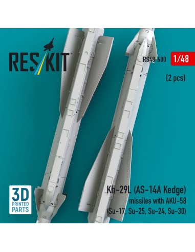 Kh-29L (AS-14A Kedge) missiles with AKU-58 (2 pcs) (Su-17, Su-25, Su-24, Su-30) (3D Printed) 