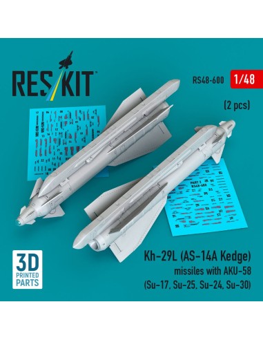 Kh-29L (AS-14A Kedge) missiles with AKU-58 (2 pcs) (Su-17, Su-25, Su-24, Su-30) (3D Printed) 