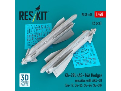 Kh-29L (AS-14A Kedge) missiles with AKU-58 (2 pcs) (Su-17, Su-25, Su-24, Su-30) (3D Printed) 