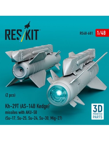 Kh-29T (AS-14B Kedge) missiles with AKU-58 (2 pcs) (Su-17, Su-25, Su-24, Su-30, Mig-27) (3D Printed) 