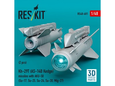Kh-29T (AS-14B Kedge) missiles with AKU-58 (2 pcs) (Su-17, Su-25, Su-24, Su-30, Mig-27) (3D Printed) 