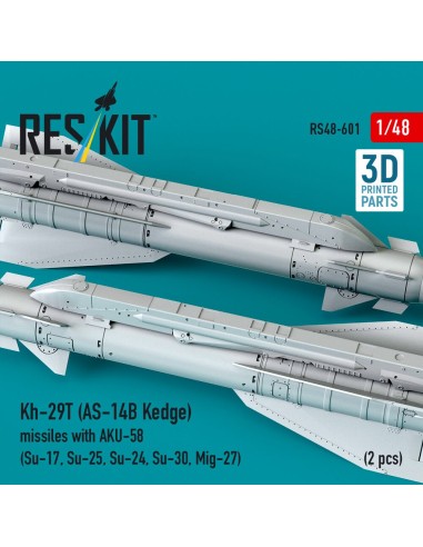 Kh-29T (AS-14B Kedge) missiles with AKU-58 (2 pcs) (Su-17, Su-25, Su-24, Su-30, Mig-27) (3D Printed) 