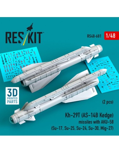 Kh-29T (AS-14B Kedge) missiles with AKU-58 (2 pcs) (Su-17, Su-25, Su-24, Su-30, Mig-27) (3D Printed) 