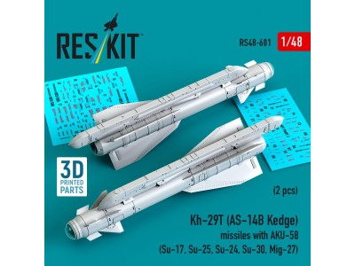 Kh-29T (AS-14B Kedge) missiles with AKU-58 (2 pcs) (Su-17, Su-25, Su-24, Su-30, Mig-27) (3D Printed) 