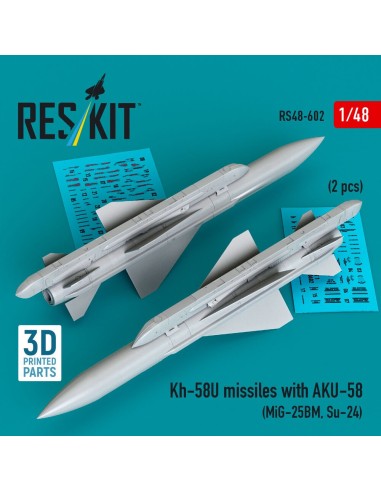 Kh-58U missiles with AKU-58 (2 pcs) (MiG-25BM, Su-24) (3D Printed) 