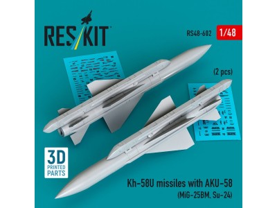 Kh-58U missiles with AKU-58 (2 pcs) (MiG-25BM, Su-24) (3D Printed) 