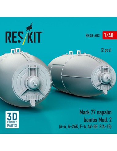 Mark 77 napalm bombs Mod. 2 (2pcs) (A-4, A-26K, F-4, AV-8B, F/A-18) (3D Printed) 