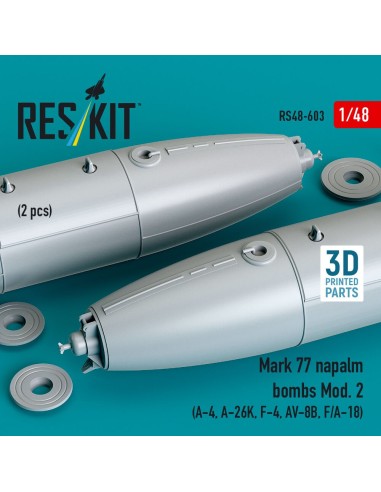 Mark 77 napalm bombs Mod. 2 (2pcs) (A-4, A-26K, F-4, AV-8B, F/A-18) (3D Printed) 