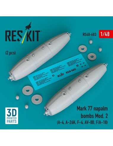 Mark 77 napalm bombs Mod. 2 (2pcs) (A-4, A-26K, F-4, AV-8B, F/A-18) (3D Printed) 