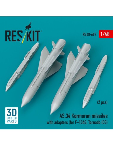 AS.34 Kormoran missiles with adapters (2 pcs) (for F-104G, Tornado IDS) (3D Printed) 