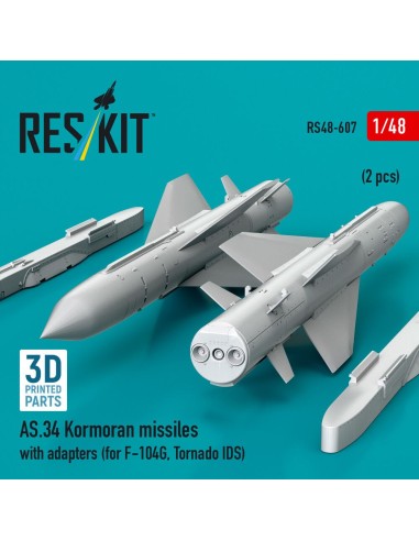 AS.34 Kormoran missiles with adapters (2 pcs) (for F-104G, Tornado IDS) (3D Printed) 