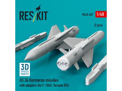 AS.34 Kormoran missiles with adapters (2 pcs) (for F-104G, Tornado IDS) (3D Printed) 