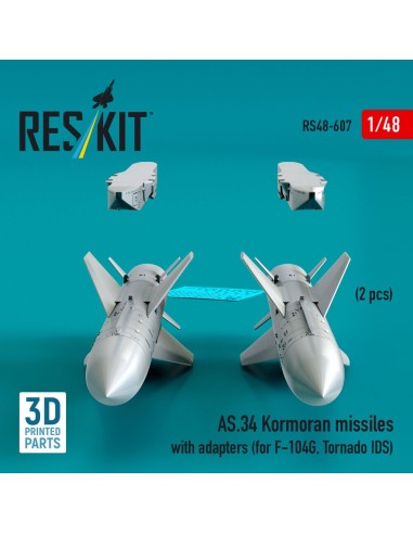 AS.34 Kormoran missiles with adapters (2 pcs) (for F-104G, Tornado IDS) (3D Printed) 