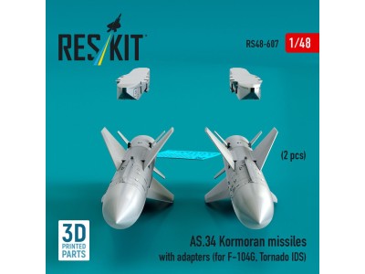 AS.34 Kormoran missiles with adapters (2 pcs) (for F-104G, Tornado IDS) (3D Printed) 