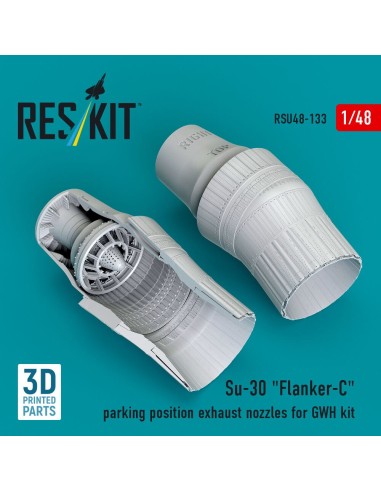 Su-30 Flanker-C parking position exhaust nozzles for GWH kit (3D Printed) 