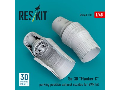 Su-30 Flanker-C parking position exhaust nozzles for GWH kit (3D Printed) 