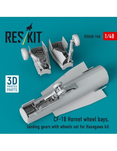 CF-18 Hornet wheel bays, landing gears with wheels set for Hasegawa kit (3D Printed) 