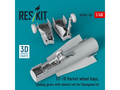 CF-18 Hornet wheel bays, landing gears with wheels set for Hasegawa kit (3D Printed) 