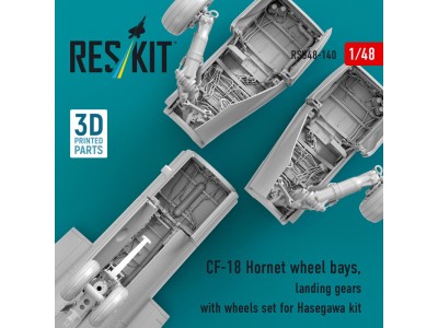 CF-18 Hornet wheel bays, landing gears with wheels set for Hasegawa kit (3D Printed) 