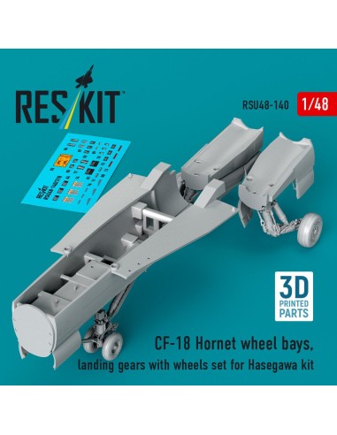 CF-18 Hornet wheel bays, landing gears with wheels set for Hasegawa kit (3D Printed) 
