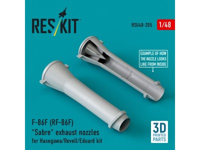 F-86F (RF-86F) Sabre exhaust nozzles for Hasegawa/Revell/Eduard kit (3D Printed) 