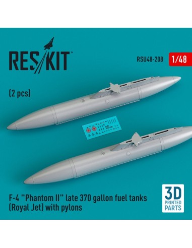 F-4 Phantom II late 370 gallon fuel tanks (Royal Jet) with pylons (2 pcs) (3D Printed) 
