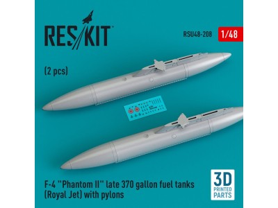 F-4 Phantom II late 370 gallon fuel tanks (Royal Jet) with pylons (2 pcs) (3D Printed) 