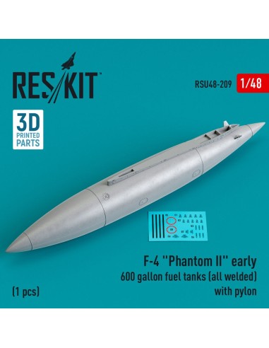 F-4 Phantom II early 600 gallon fuel tanks (all welded) with pylon (1 pcs) (3D Printed) 