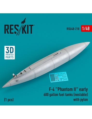 F-4 Phantom II early 600 gallon fuel tanks (nestable) with pylon (1 pcs) (3D Printed) 