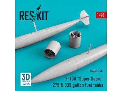 F-100 Super Sabre 275 & 335 gallon fuel tanks (3D Printed) 