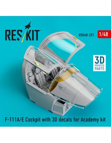 F-111A/E Cockpit with 3D decals for Academy kit (3D Printed) 