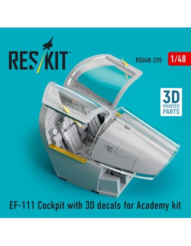 EF-111 Cockpit with 3D decals for Academy kit (3D Printed) 