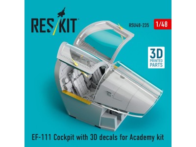 EF-111 Cockpit with 3D decals for Academy kit (3D Printed) 